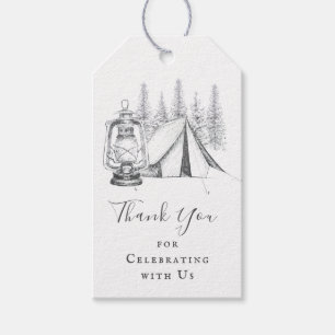 Tent Camping Sketch Wedding Favor Thank You Gift Tags