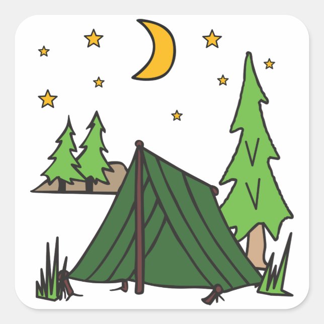 Tent Camping Square Sticker (Front)