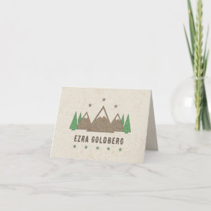 Tent Canvas Camping Bar Mitzvah Folded Letterpress Thank You Card