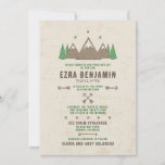 Tent Canvas Camping Bar Mitzvah Invitation<br><div class="desc">Green, ivory, and brown tent canvas style camping Bar Mitzvah invitation. This camping themed Bar Mitzvah invitation is perfect for a Bar Mitzvah party that you plan to host at a campground (campers can stay overnight for the party). Or it would work for a campout cookout style outdoor party at...</div>