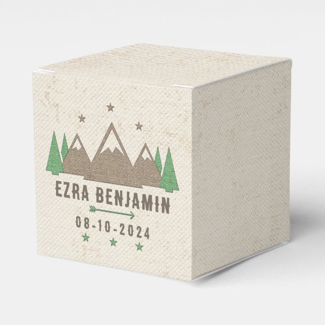 Tent Canvas Camping Bar Mitzvah Personalized Favor Boxes (Front Side)