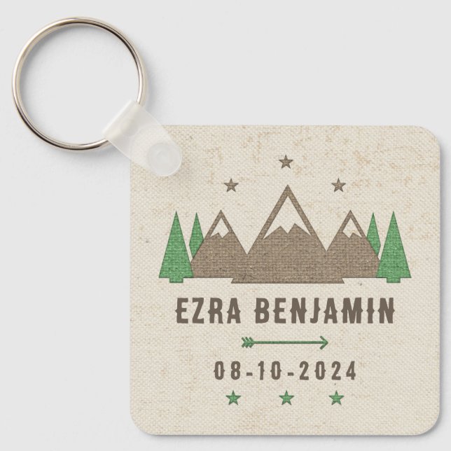 Tent Canvas Camping Bar Mitzvah Personalized Favor Keychain (Front)