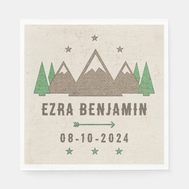 Tent Canvas Camping Bar Mitzvah Personalized Napkins (Front)