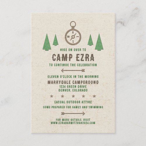 Tent Canvas Camping Bar Mitzvah Reception Enclosure Card
