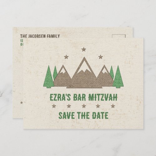 Tent Canvas Camping Bar Mitzvah Save the Date Postcard