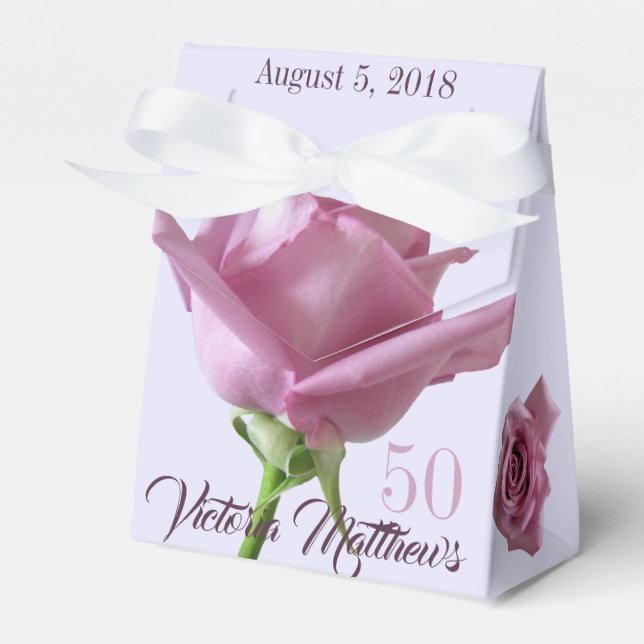 Tent Favor Boxes Lavender Lilac Roses Birthday (Front Side)