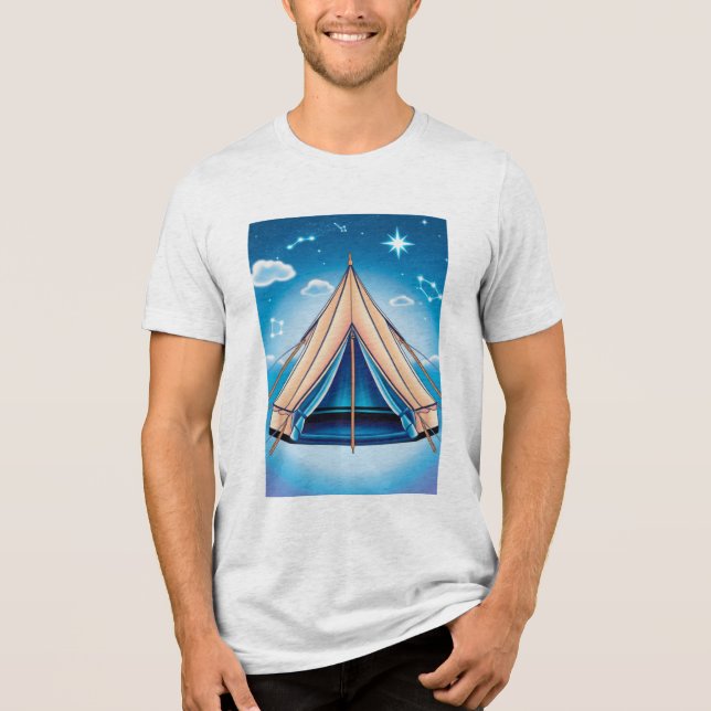 tent illuminated at night Tri-Blend shirt (Front)