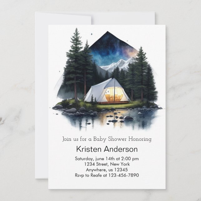 Tent in the Starlight Adventure Baby Shower Invitation (Front)