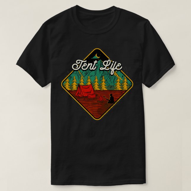 Tent Life Camping Summer Camper Tropical Hiking Wi T-Shirt (Design Front)