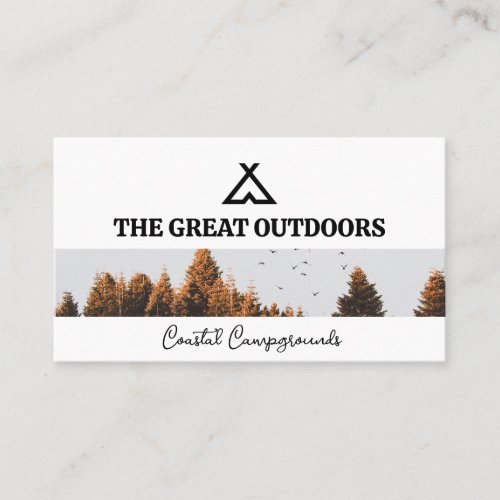 Tent Logo  Trees and Birds Business Card