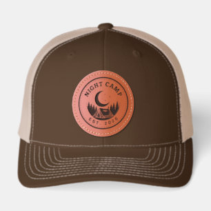 Tent Moon Night Sky Camping Adventure Leather Patch Hat
