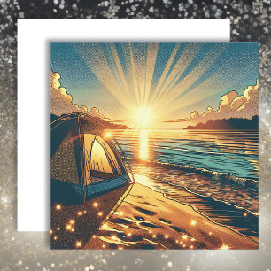 Tent on a Beach Camping Themed blank Card
