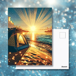 Tent on a Beach Camping Themed blank Postcard