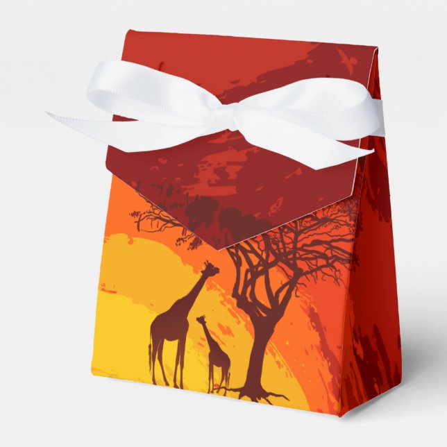 Tent Paper Favor Box African Safari Giraffe Sun (Front Side)