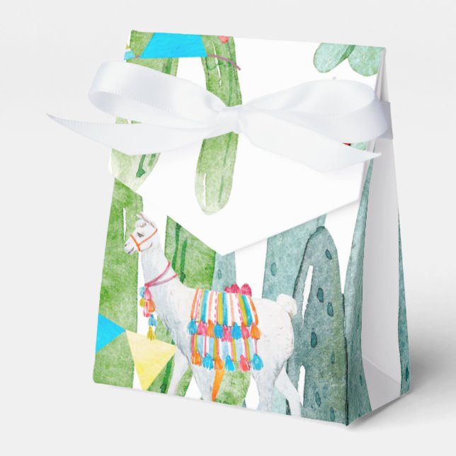 Tent Paper Favor Box Boho Llama Bohemian Cacti Des (Front Side)