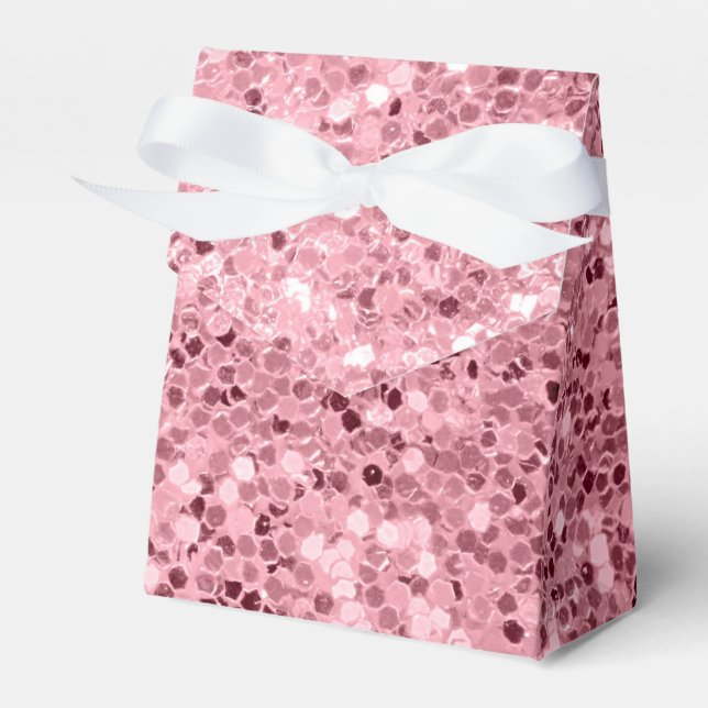 Tent Paper Favor Box Rose Gold Glitter (Front Side)
