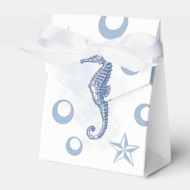 Tent Paper Favor Box Seahorse Ocean Beach Water (Front Side)