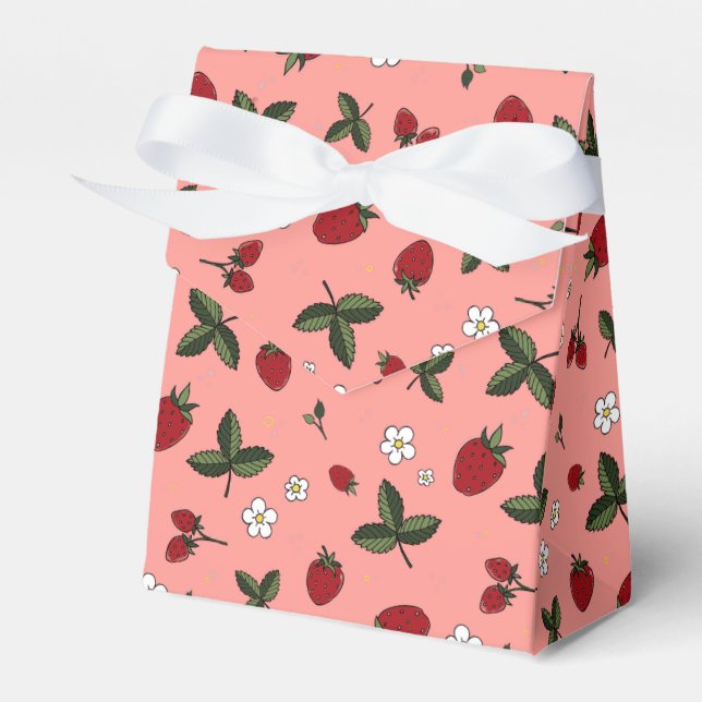 Tent Pink Strawberry Party Favor Gift Box   (Front Side)