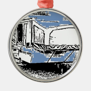 Tent Trailer on Blue Metal Ornament