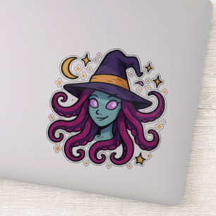 Tentacle Hair Witch Halloween Sticker