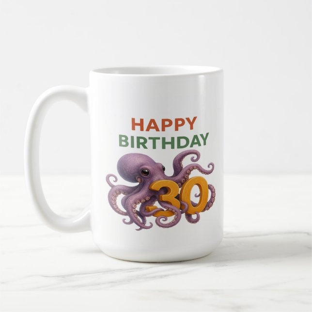 Tentacle Twist: 30th Birthday Octopus Mug (Left)