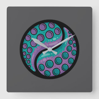 Tentacle Yin Yang Square Wall Clock