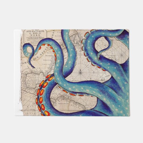 Tentacles dark blue Map Vintage Doormat