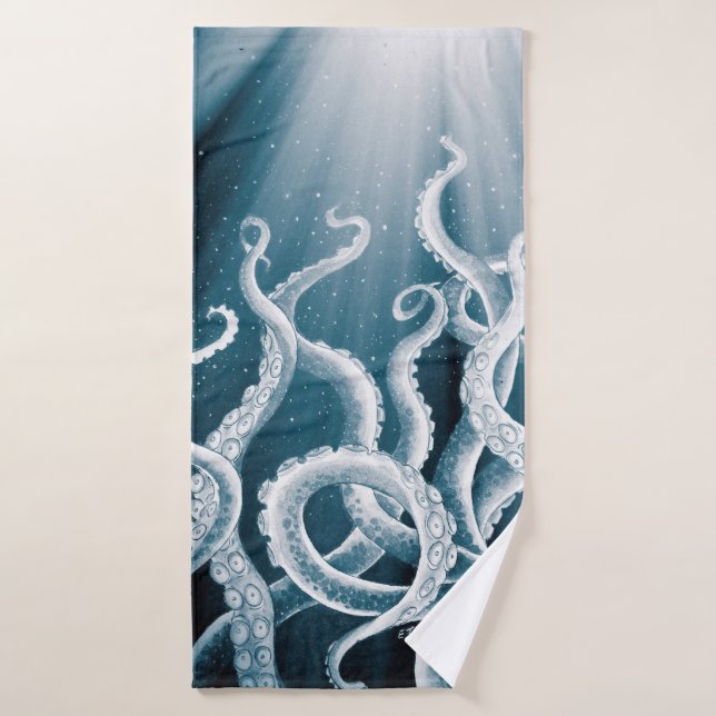 Tentacles Galaxy Blue Moon Rays Bath Towel Set (Bath Towel)