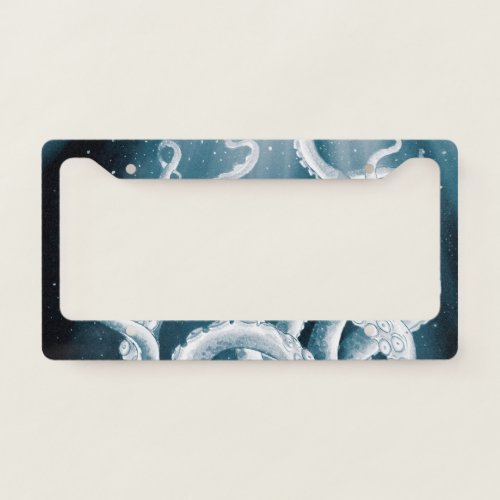 Tentacles Galaxy Blue Moon Rays License Plate Frame
