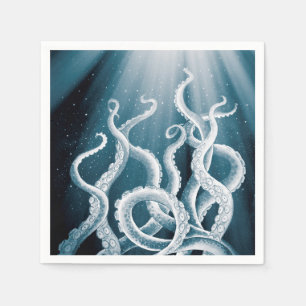 Tentacles Galaxy Blue Moon Rays Napkins