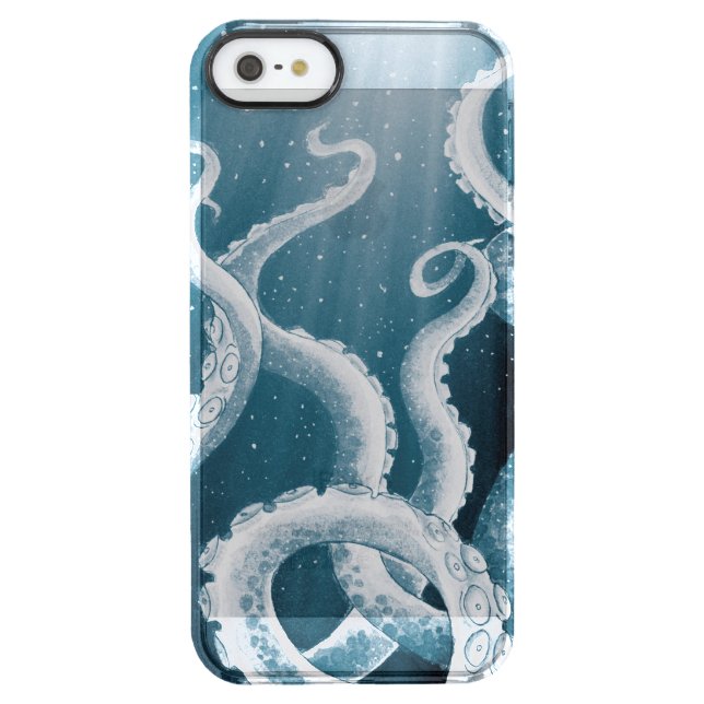 Tentacles Galaxy Blue Moon Rays Uncommon iPhone Case (Back)