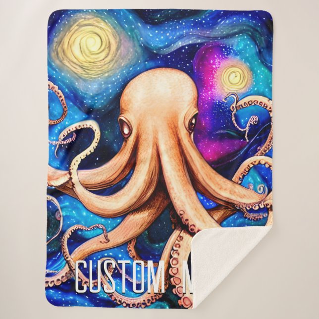 Tentacles Octopus with Personalized Name Sherpa Blanket (Front)