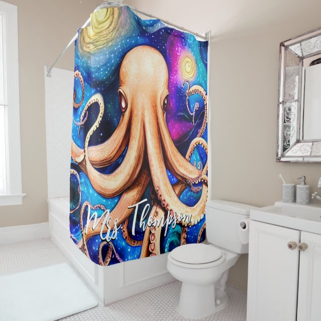 Tentacles Octopus with Personalized Name Shower Curtain (In Situ)