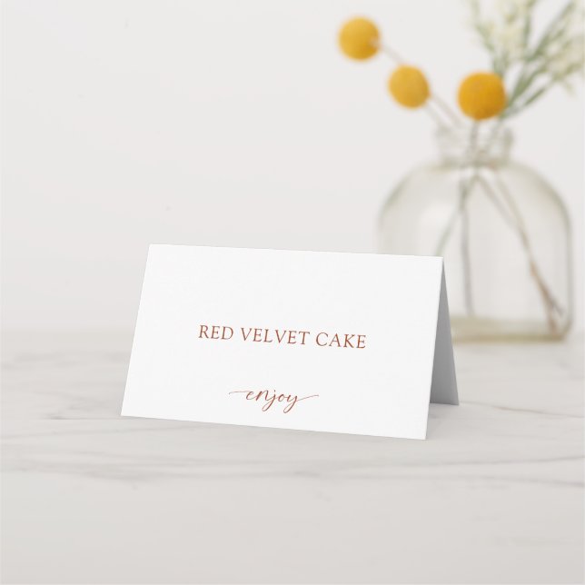 Tented Food Label Wedding Buffet Terracotta Rust Place Card (Front)