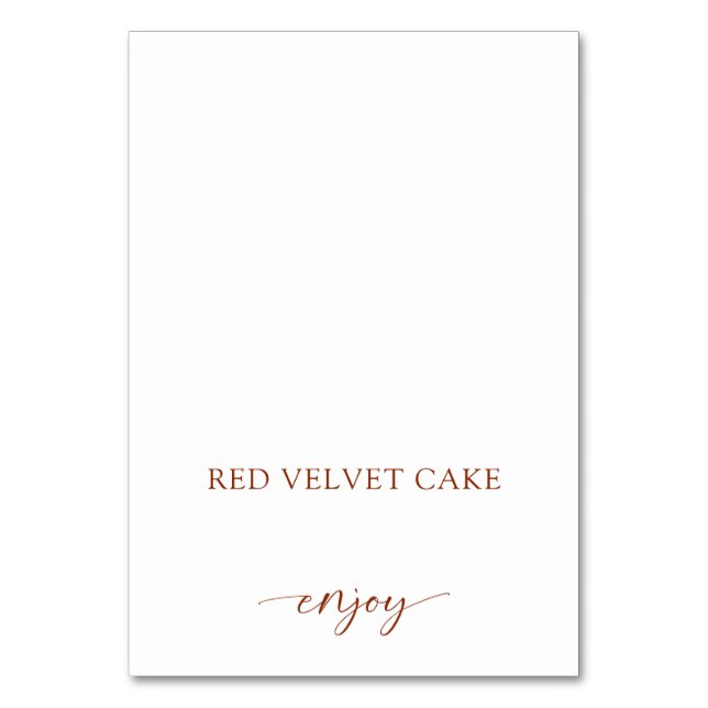 Tented Food Label Wedding Buffet Terracotta Rust Table Number (Front)