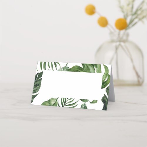 Tented Tropical leaves place card
