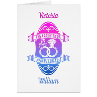 Tenth 10th wedding anniversary TIN ALUMINUM Card
