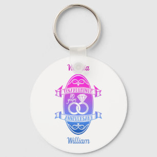 Tenth 10th wedding anniversary TIN ALUMINUM Keychain