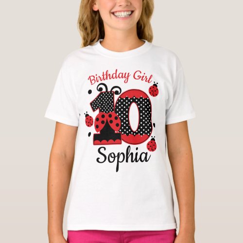 Tenth Birthday ladybug 10  custom designs T_Shirt