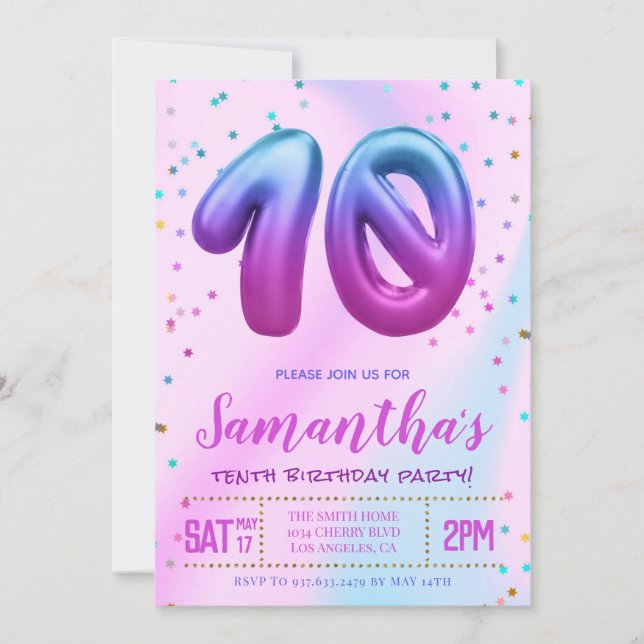 Tenth Birthday Party Invitation (Front)