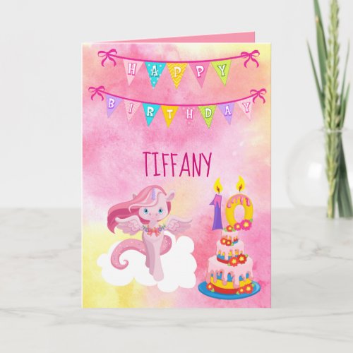 Tenth Birthday Unicorn Party Card