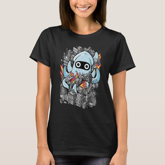 Tentical Attack Squid Smash City Octopus Tentacle  T-Shirt (Front)