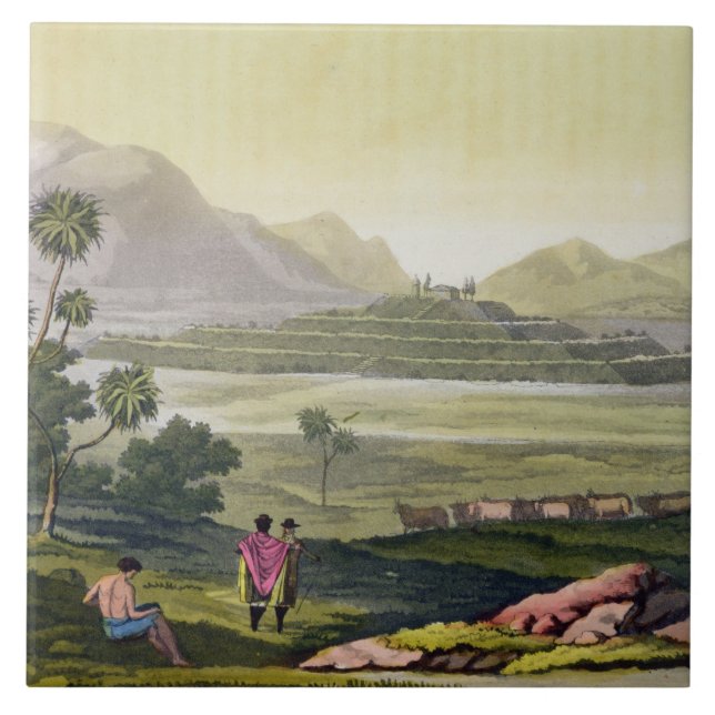 Teocalli, the Great Temple at Tenochtitlan, Mexico Tile (Front)