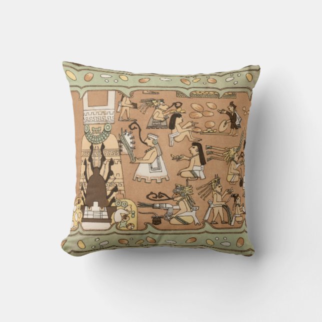 Teotihuacan Ancient Mural Mexico Throw Pillow (Front)