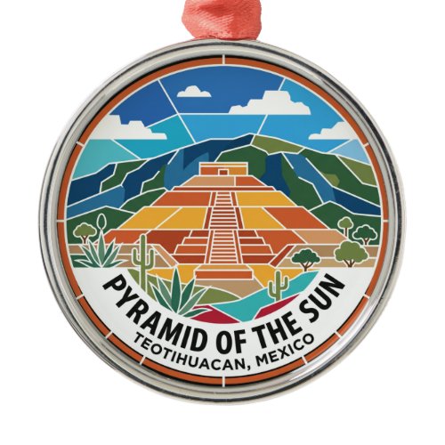 Teotihuacan Pyramid of the Sun Mexico Metal Ornament