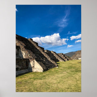 Teotihuacan Stone Platforms Under Blue Sky Poster