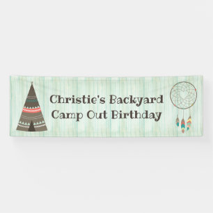 Tepee Camping Birthday Banner