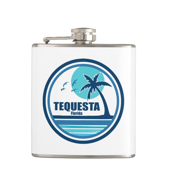 Tequesta Florida Palm Tree Birds Flask (Front)