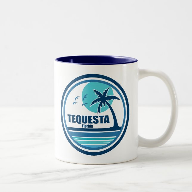 Tequesta Florida Palm Tree Birds Two-Tone Coffee Mug (Right)