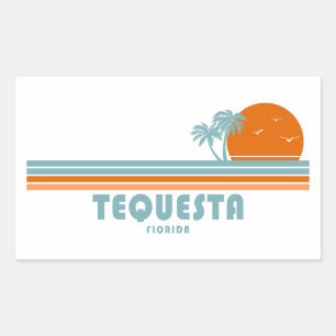 Tequesta Florida Sun Palm Trees Rectangular Sticker